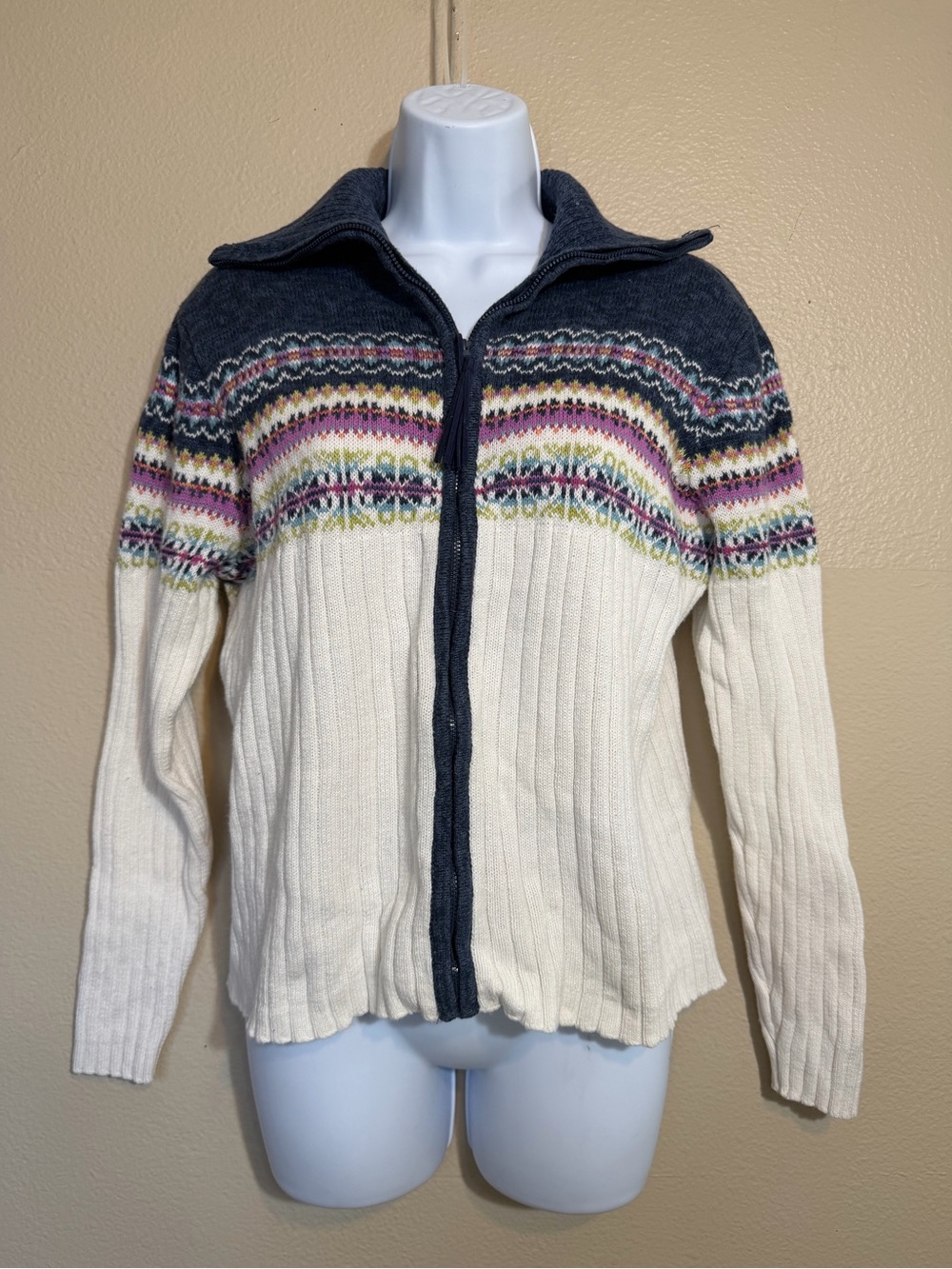 Vintage Tiara International Cardigan Sweater Petite XL Full Zip Blue Purple